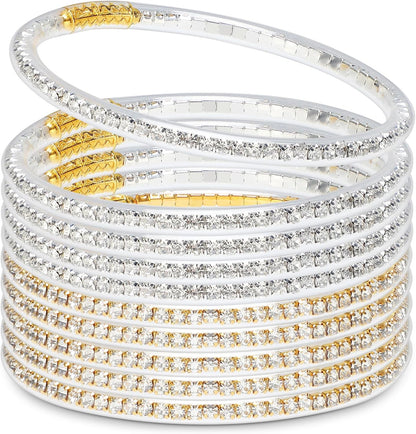 Alphatool Glitter Jelly Gold Bangles Bracelets for Women - Gold Soft Silicone Sparkling Ladies Fashion Stackable Jewelry Gift for Party