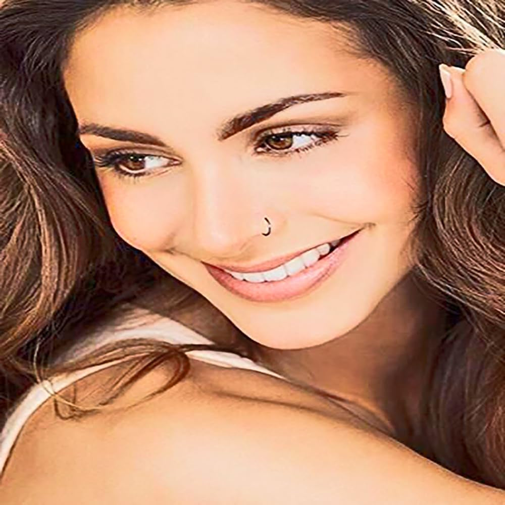 Fake Nose Rings Stainless Steel Faux Piercing Jewelry Fake Nose Ring Spring Clip on Circle Hoop No Pierced Septum Nose Ring Women Men