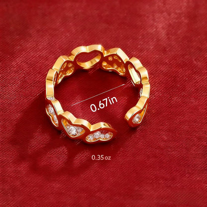 Cubic zirconia gold heart ring non-tarnish copper base