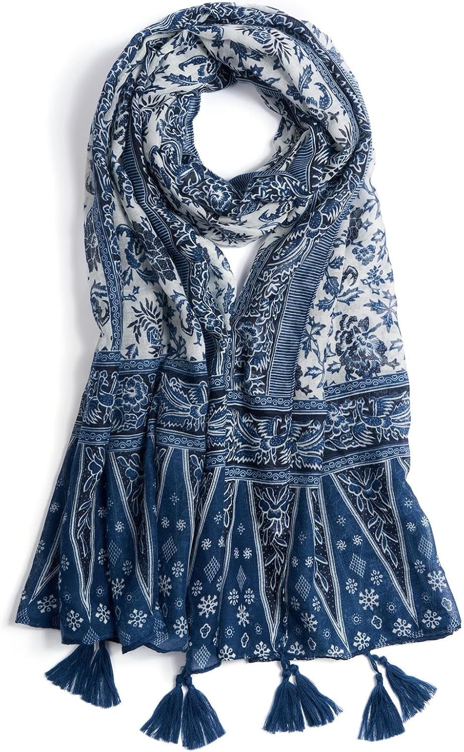 Scarf for Women Lightweight Soft Floral Leopard Printed Scarves Fall Winter Fashion Shawl Wrap with Fringe