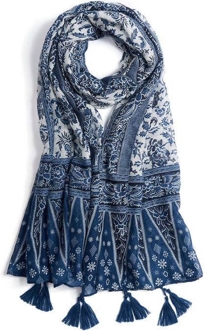 Scarf for Women Lightweight Soft Floral Leopard Printed Scarves Fall Winter Fashion Shawl Wrap with Fringe