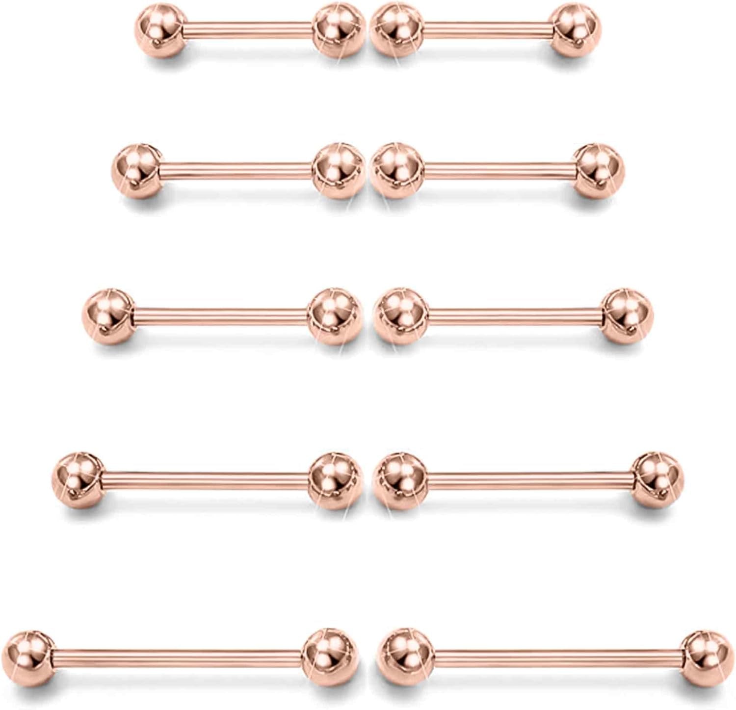 Prjndjw 14G Surgical Steel Straight Barbell - Tongue & Nipple Rings for Women & Men - Length 12MM, 14MM, 16MM, 18MM, 22Mm - Piercing Jewelry