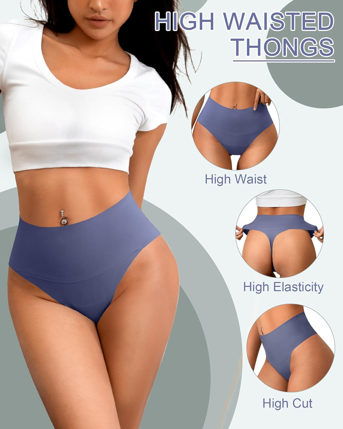 High waisted thongs 6 pack color bundle