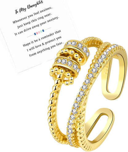 Spinner beads anxiety ring in premium gold plating