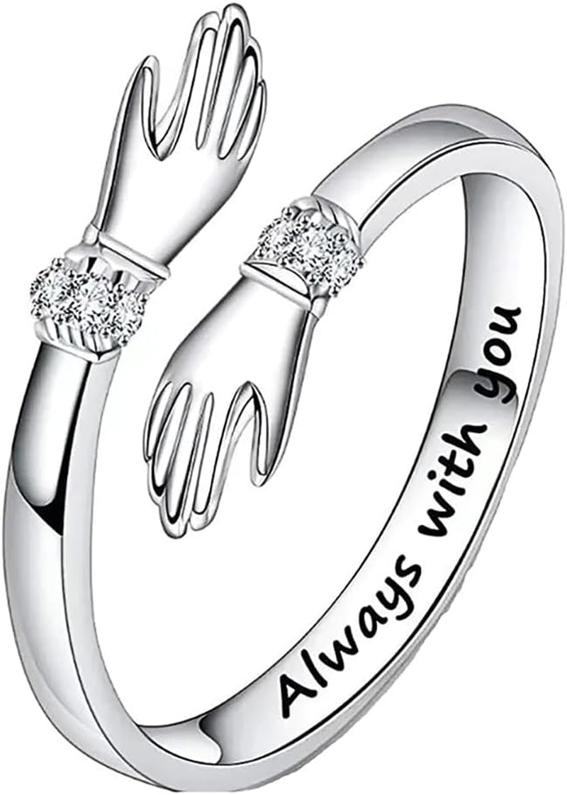 Adjustable love hug ring for women open design