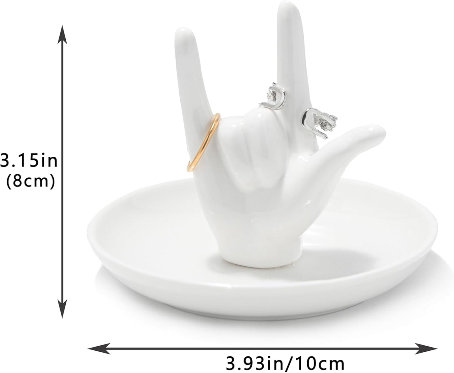 Ring holder ceramic dish sized for bedroom or bathroom jewelry storage