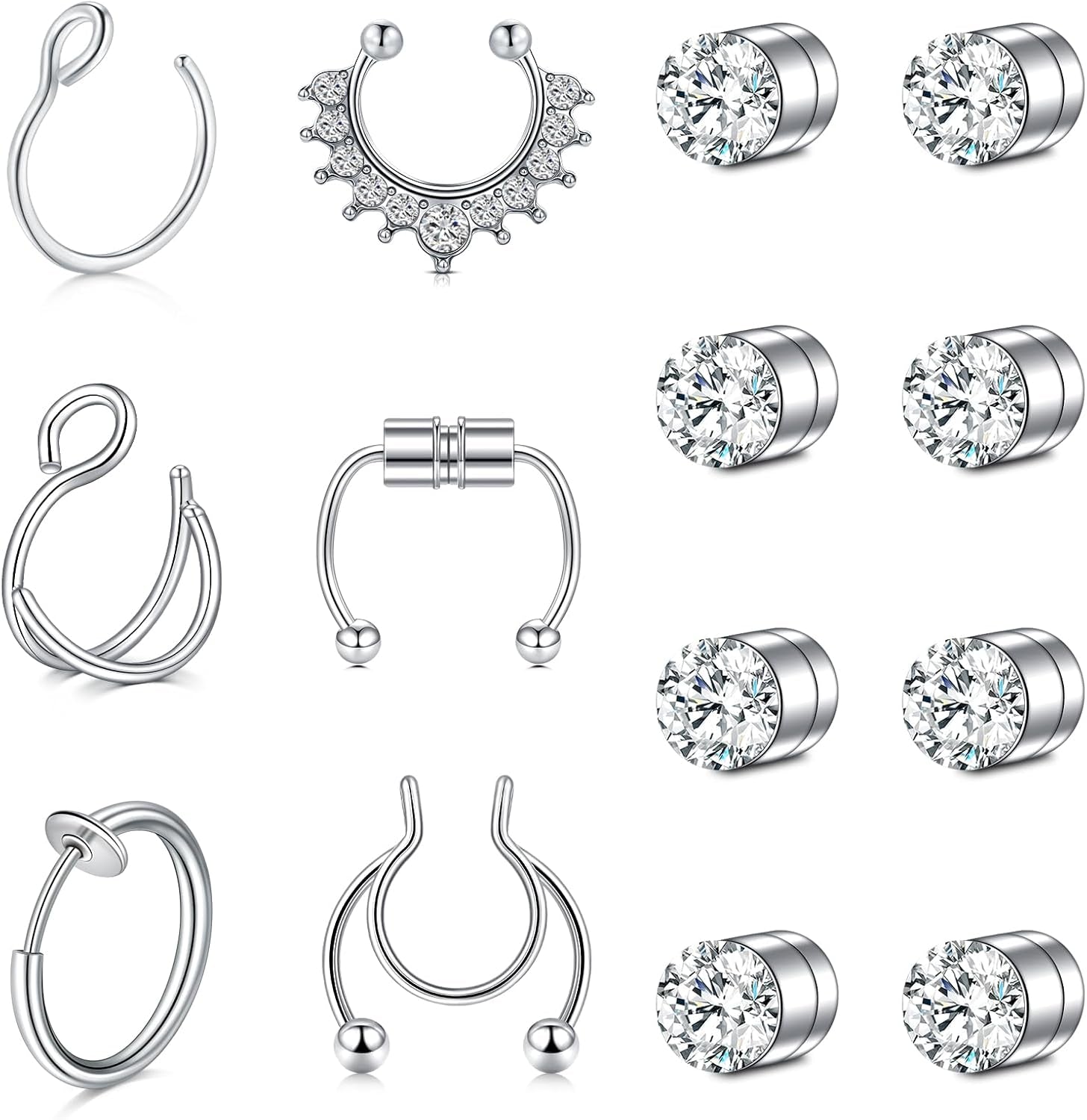 Longita Magnetic Nose Rings - Fake Septum Ring & Hoop Studs for Women