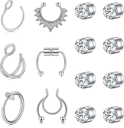 Longita Magnetic Nose Rings - Fake Septum Ring & Hoop Studs for Women
