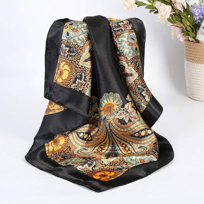 AWAYTR 35” Satin Large Square Head Scarves - 4PCS Silk like Neck Scarf Hair Sleeping Wraps Satin Silk Scarfs for Women