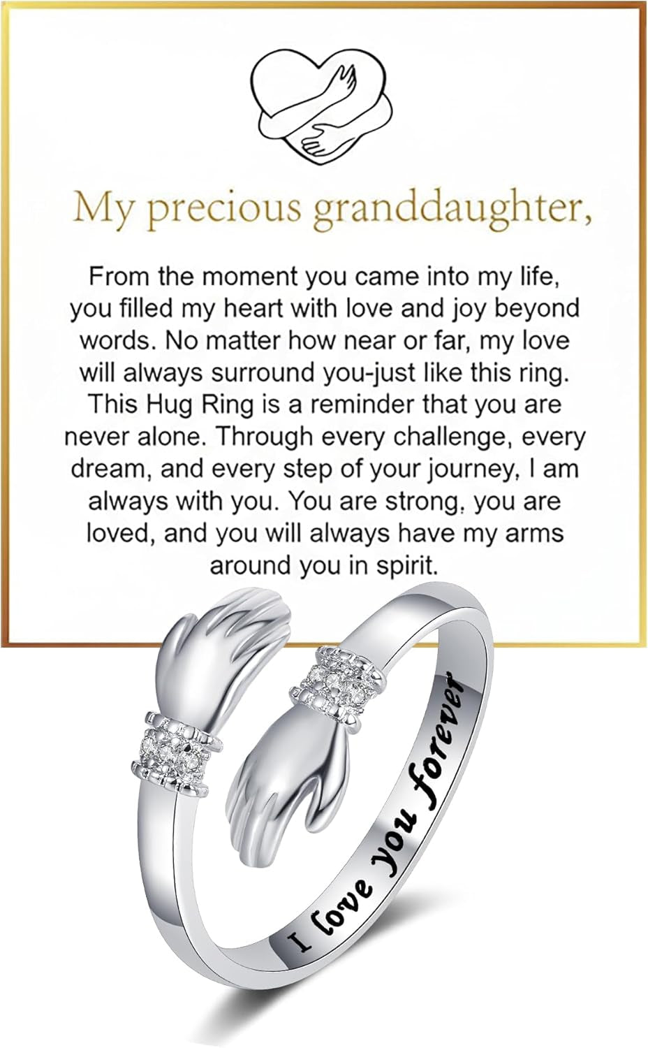 Stainless steel granddaughter ring showing durability
