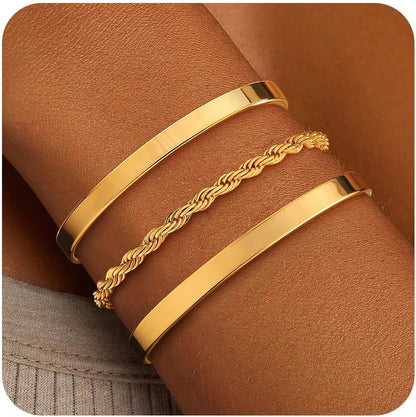 ZOERAY Silver Gold Bangle Bracelets for Women Non Tarnish 14K Gold Plated Stackable Cuff Bracelets for Women Trendy Cubic Zirconia Stainless Steel Chunky Bracelet Stack Set Waterproof Jewelry Gifts