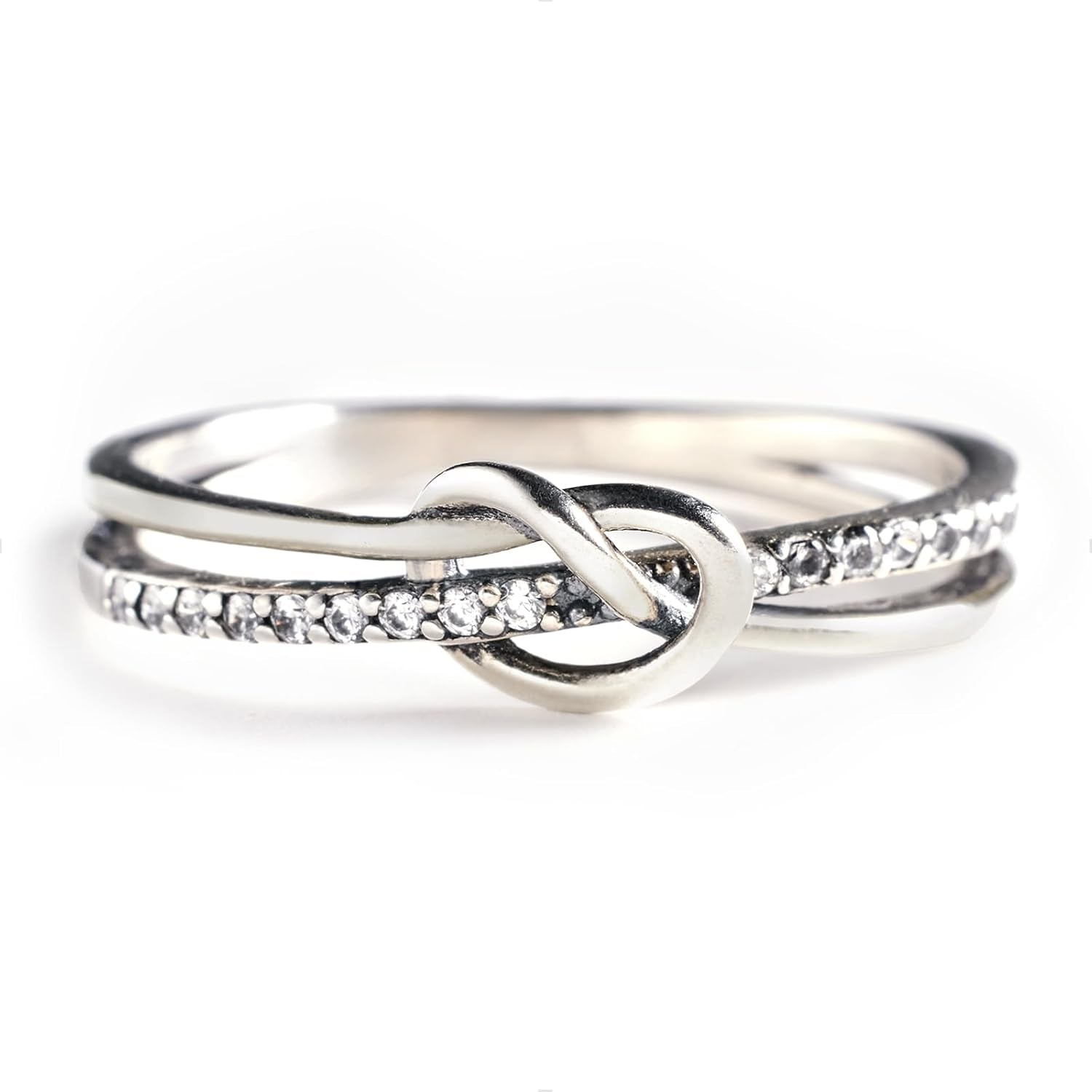 STORYJEWELLERY Mother Daughter Rings, Christmas Gifts for Mom and Daughters, 925 Sterling Silver Heart Knot Ring for Mom, Birthday Gifts, Matching Mother Daughter Jewelry