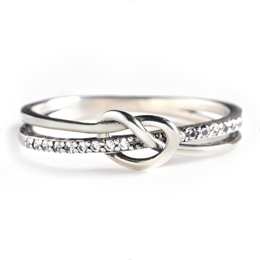 STORYJEWELLERY Mother Daughter Rings, Christmas Gifts for Mom and Daughters, 925 Sterling Silver Heart Knot Ring for Mom, Birthday Gifts, Matching Mother Daughter Jewelry