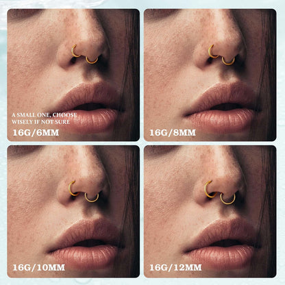 Jstyle 8 Pcs 16G/18G 316L Surgical Steel Nose Rings Hoops Septum Rings Lip Ring Hypoallergenic Nose Clicker Ring Tragus Helix Cartilage Daith Rook Sleeper Earring Body Piercing Jewerly for Women Men