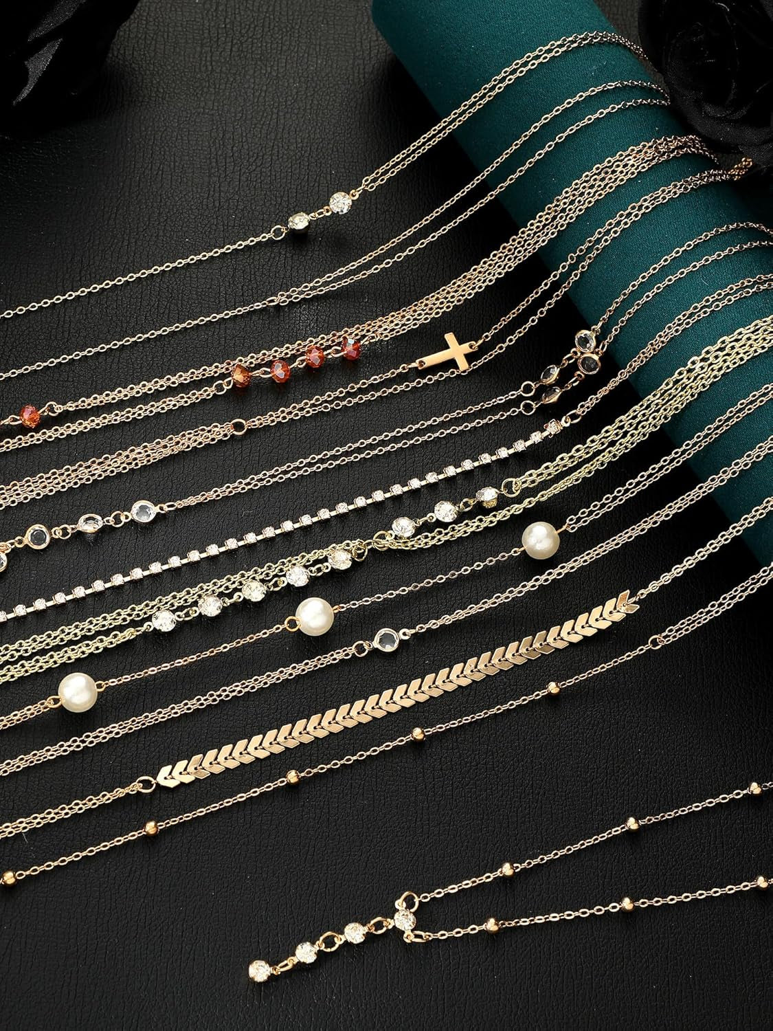 Landical 12 Pcs Gold Body Chains for Women Sexy Layered Belly Waist Bikini Bra Chain Women Summer Body Jewelry Sexy Beach Chains Jewelry Accessories