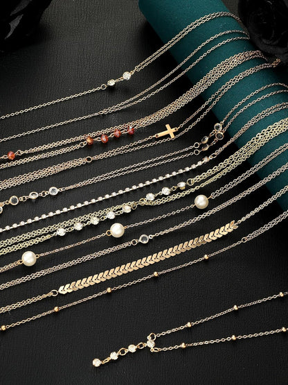 Landical 12 Pcs Gold Body Chains for Women Sexy Layered Belly Waist Bikini Bra Chain Women Summer Body Jewelry Sexy Beach Chains Jewelry Accessories