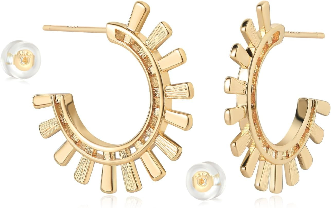 MYEARS Women Hoop Earrings Gold 14K Gold Filled Small Simple Handmade Hypoallergenic Everyday Illusion Jewelry