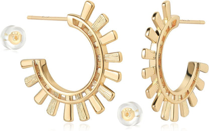 MYEARS Women Hoop Earrings Gold 14K Gold Filled Small Simple Handmade Hypoallergenic Everyday Illusion Jewelry