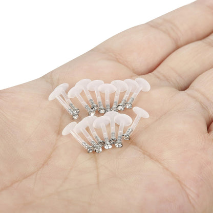 FIBO STEEL 16 Pcs 16G Clear Bioflex 2MM CZ Labret Monroe Lip Ring Helix Stud Earrings Body Jewelry Piercing
