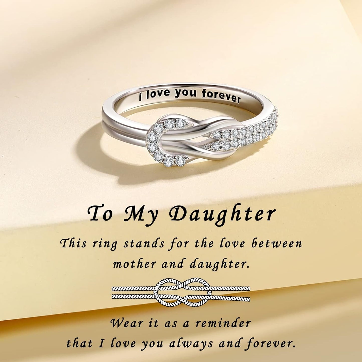 S925 silver square knot ring for women close-up detail