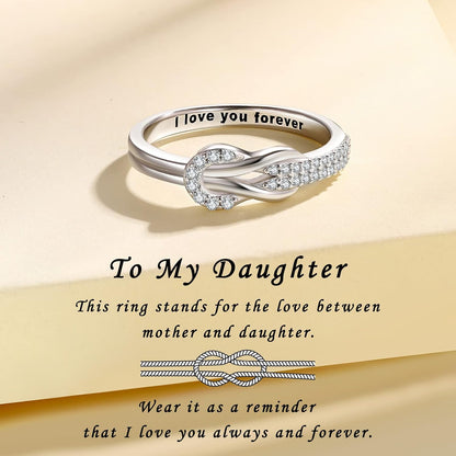 S925 silver square knot ring for women close-up detail