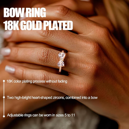 Adjustable promise ring with sparkling cubic zirconia heart stones