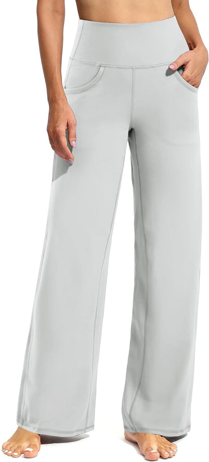 Promover Wide Leg Pants Woman Yoga Pants with Pockets Stretch Loose Casual Lounge Sweatpants Petite/Regular/Tall
