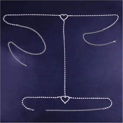 Silver Crystal Leg Chain Rhinestone Waist Chain Belly Jewelry for Women Party