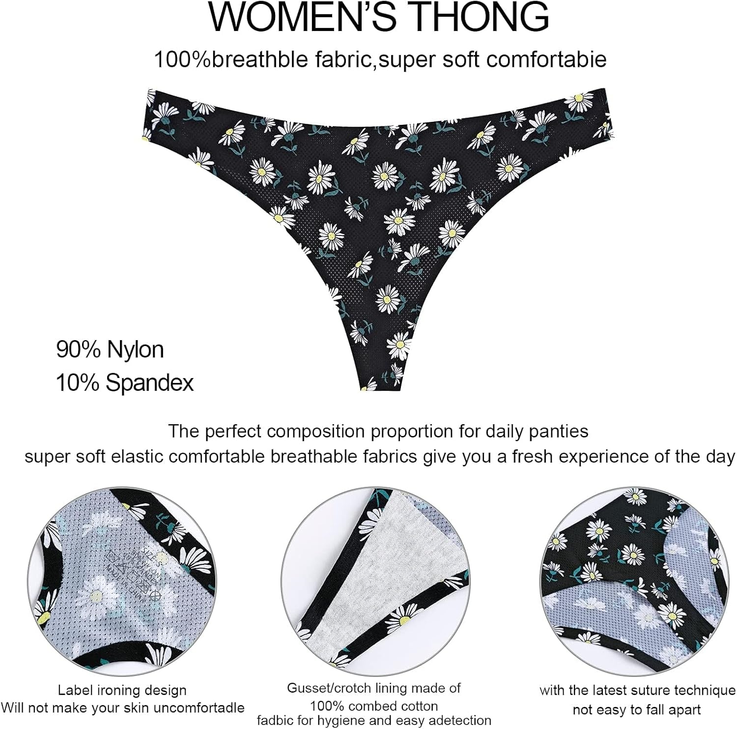 Eiggam seamless thong pack contents displaying all included panties