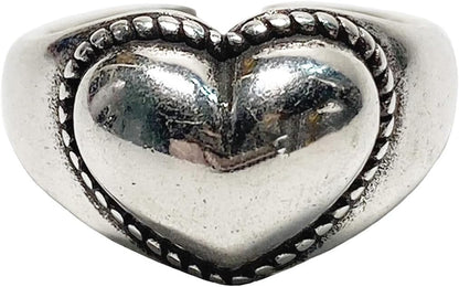 Handmade Vintage 925 Sterling Silver Wide Band Rings for Women/Men,Adjustable Thumb Finger Ring