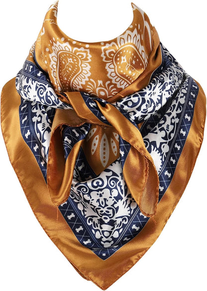 GERINLY 35 Inch Wild Rag Cowboy Scarves for Men, Large Rancher Neckerchief Silk Feel, Oversize Western Bandana