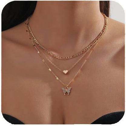 Gold Charm Necklace for Women Star Pearl Charms Pendant Neckalces Dainty 14K Gold Plated Summer Beach Ocean Jewelry Gifts