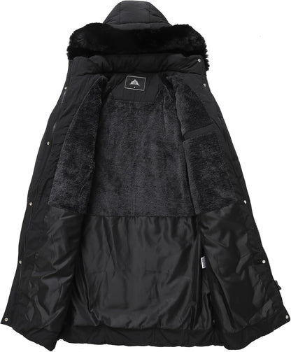 Full-length view of insulated winter parka with hood