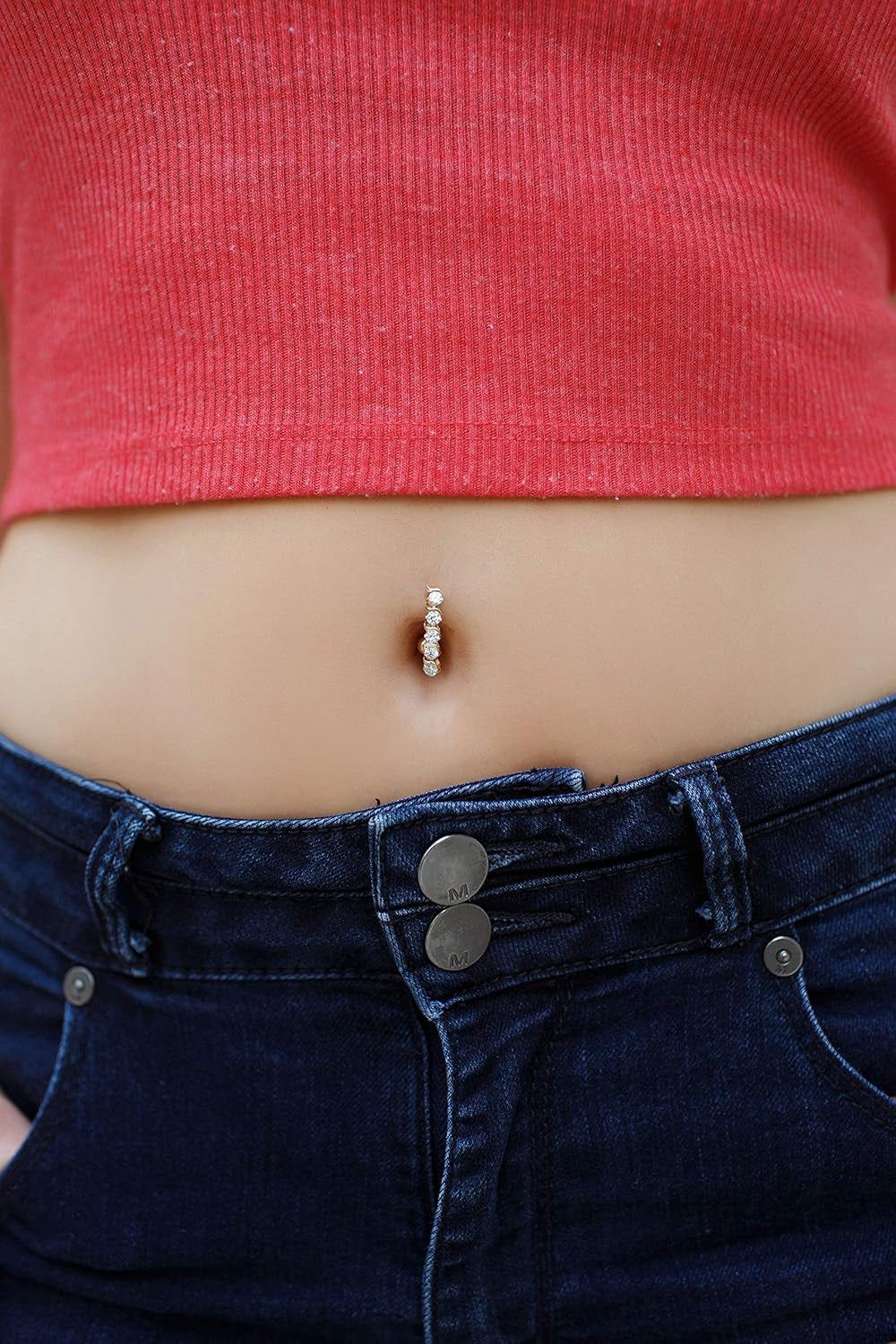 Lavari Jewelers 16 Gauge Top Mount Belly Ring for Women - 10K White or Yellow Gold 12 Mm Cubic Zirconia Belly Ring for Her - CZ Unisex Stud Hypoallergenic Piercing Jewelry - 16G Body Piercing for Men