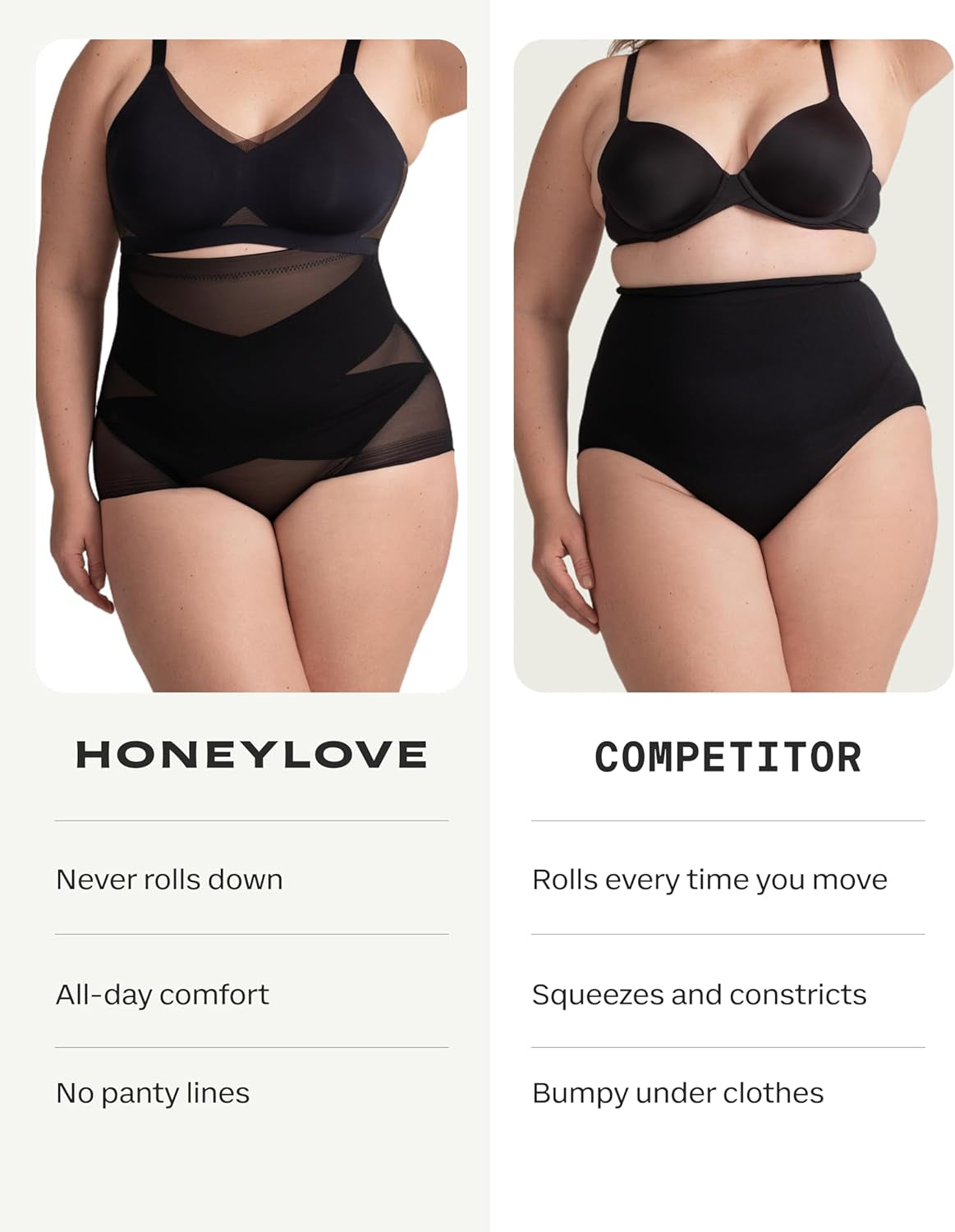 Woman wearing HONEYLOVE waist compression brief under fitted outfit