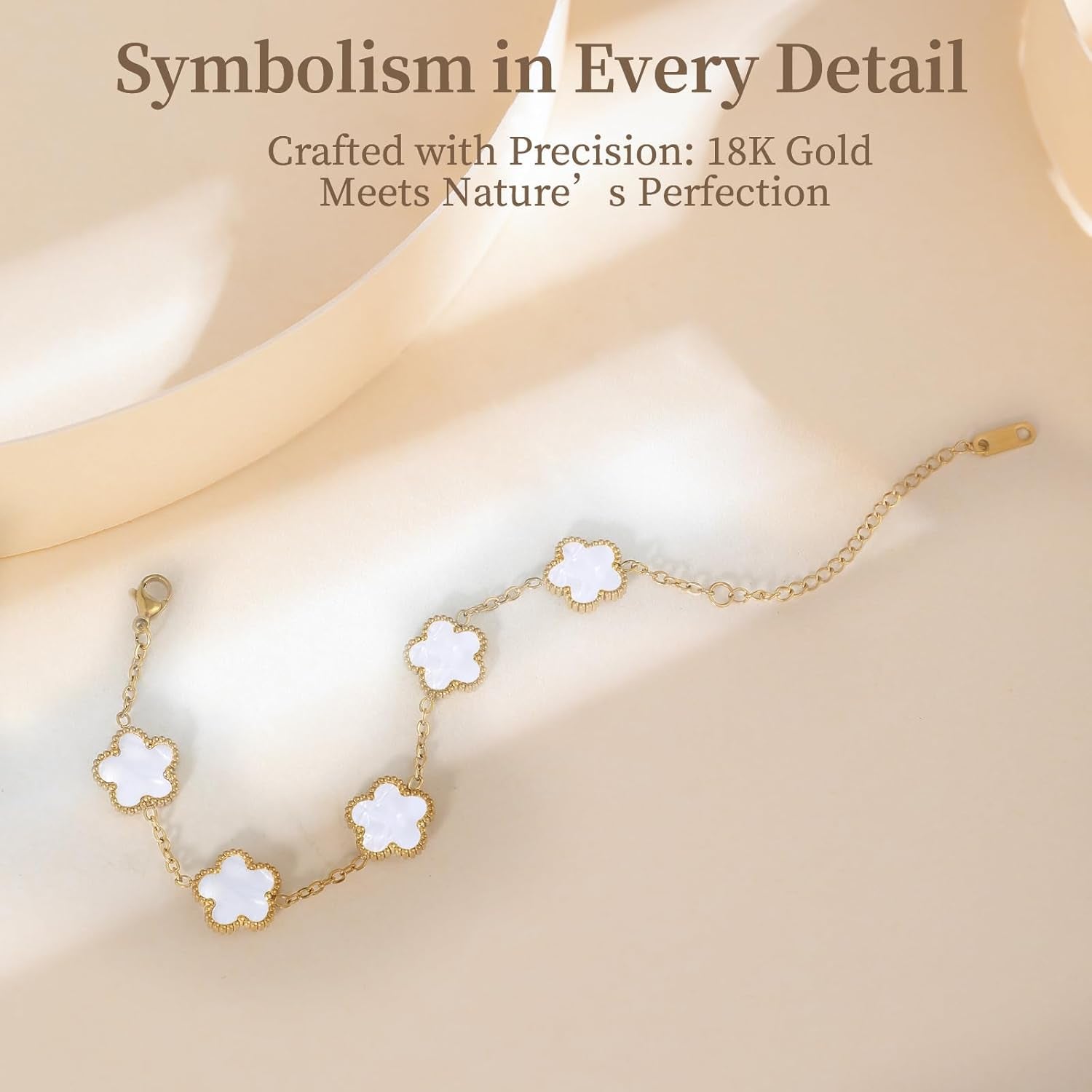 18K Gold Plated Clover Bracelet Set Dupes Bracelet for Women Flower Lucky Clover Bracelets Trendy Jewelry Birthday Gifts for Women/Mom/Friends/Besties/Sister