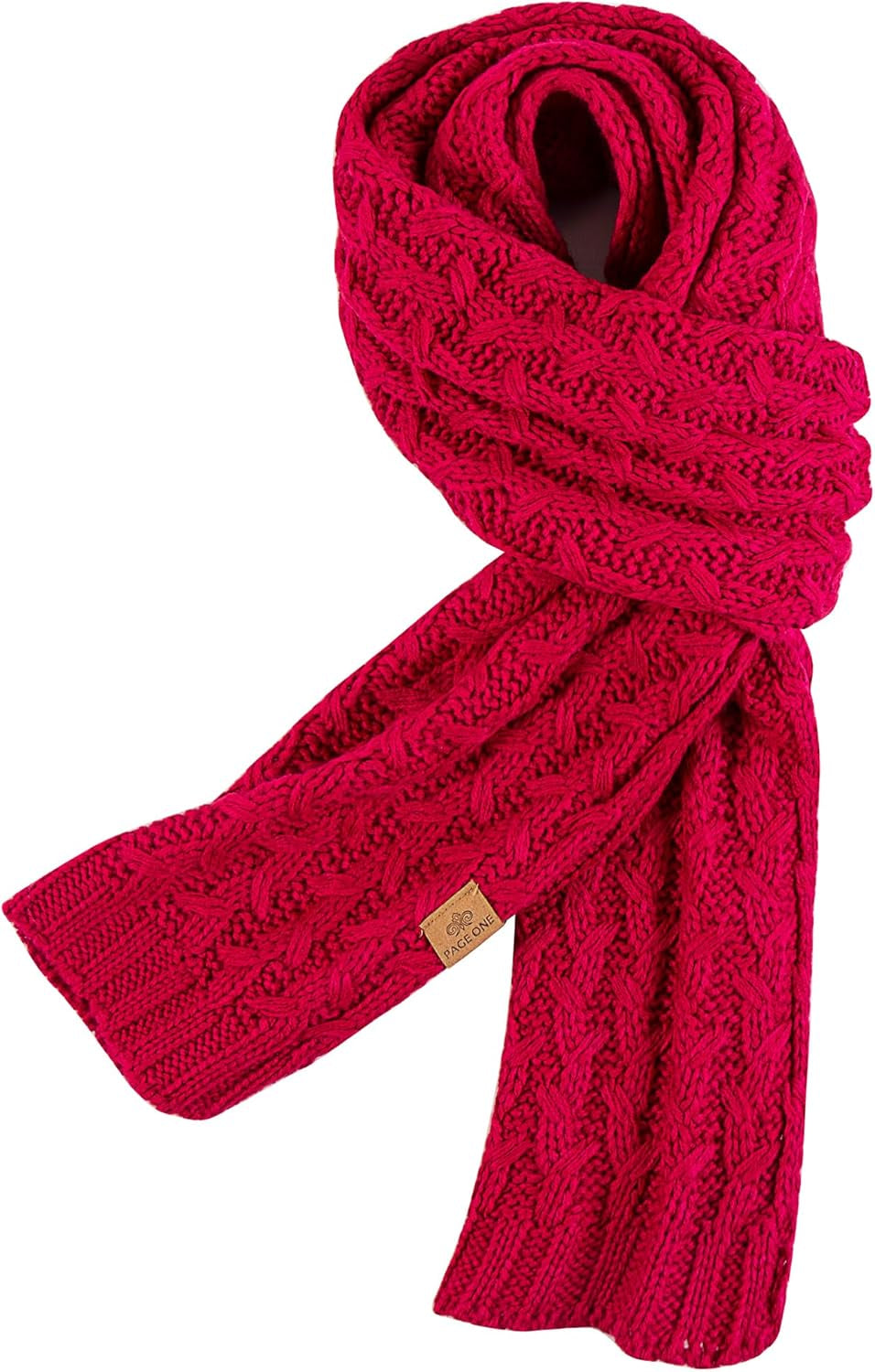 PAGE ONE Women'S Ribbed Knit Scarf Winter Warm Long Big Wrap Cashmere Wool Thick Large Chunky Scarf for Women