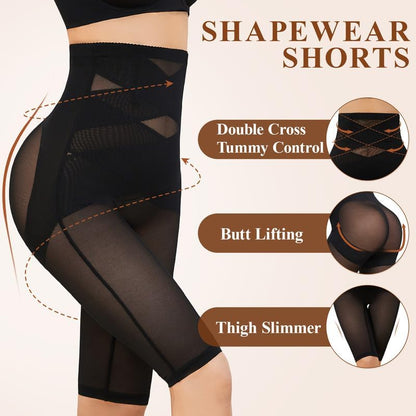 High waist body shaper demonstrating waist trainer and tummy control effect