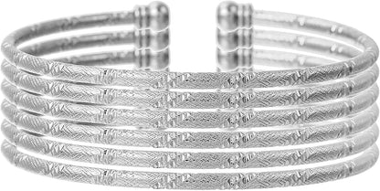 FUNOJOY Bangle Bracelets Set for Women, Multi Layer Stackable Cuff Bracelets, Boho Open Adjustable Bangle Jewelry Gift for Her