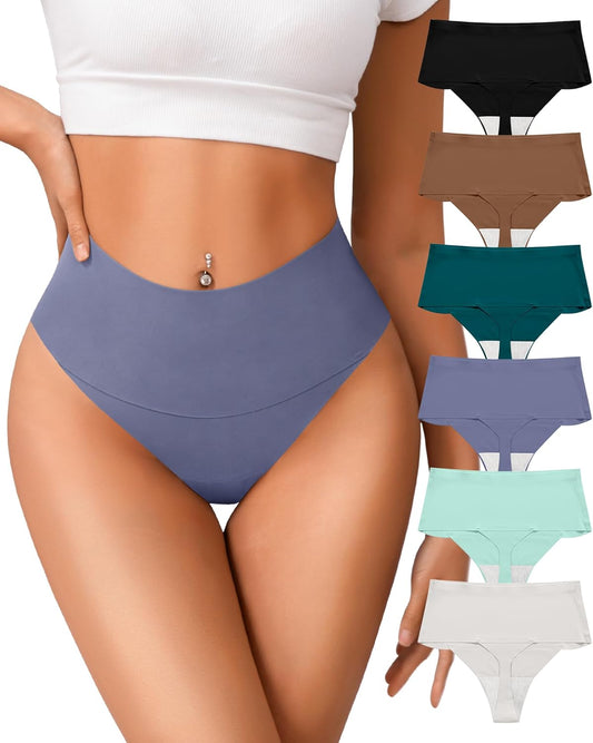 High waisted seamless thong underwear front view
