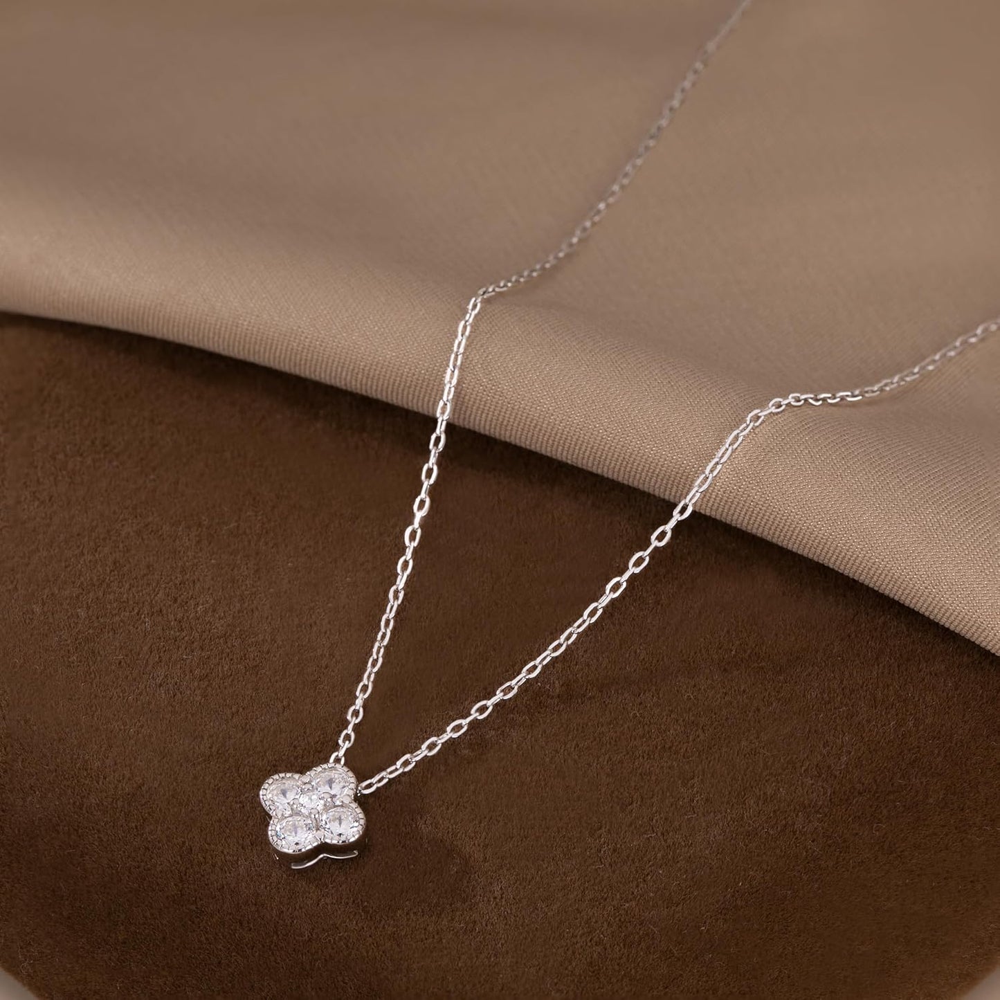SLUYNZ Solid 925 Sterling Silver Small Clover Choker Necklace for Women Teens CZ Clover Pendant Necklace
