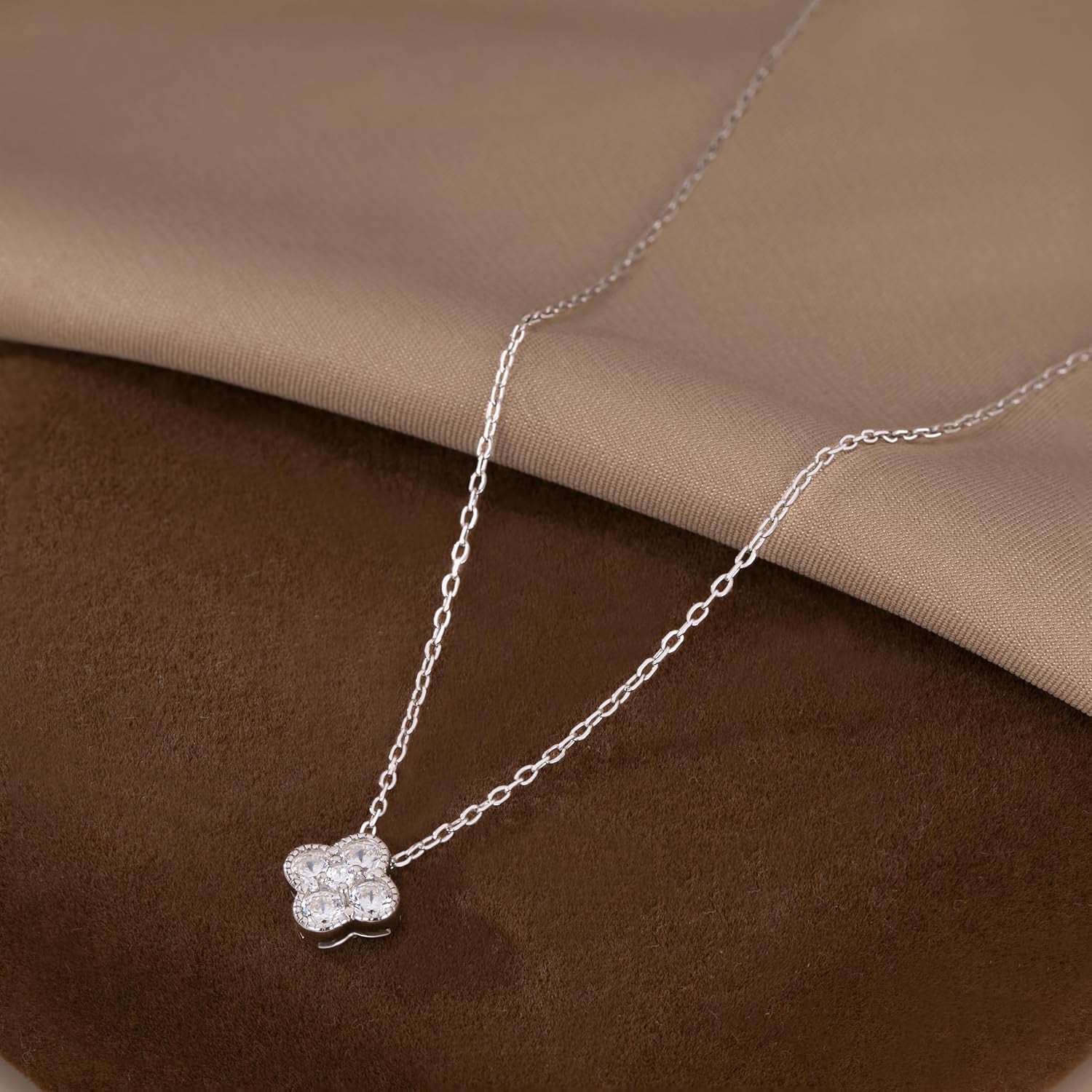 SLUYNZ Solid 925 Sterling Silver Small Clover Choker Necklace for Women Teens CZ Clover Pendant Necklace