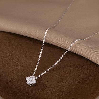 SLUYNZ Solid 925 Sterling Silver Small Clover Choker Necklace for Women Teens CZ Clover Pendant Necklace