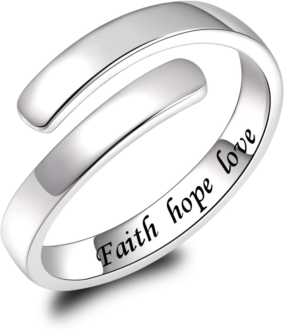 BEILIN adjustable sterling silver inspirational ring for women with motivational message