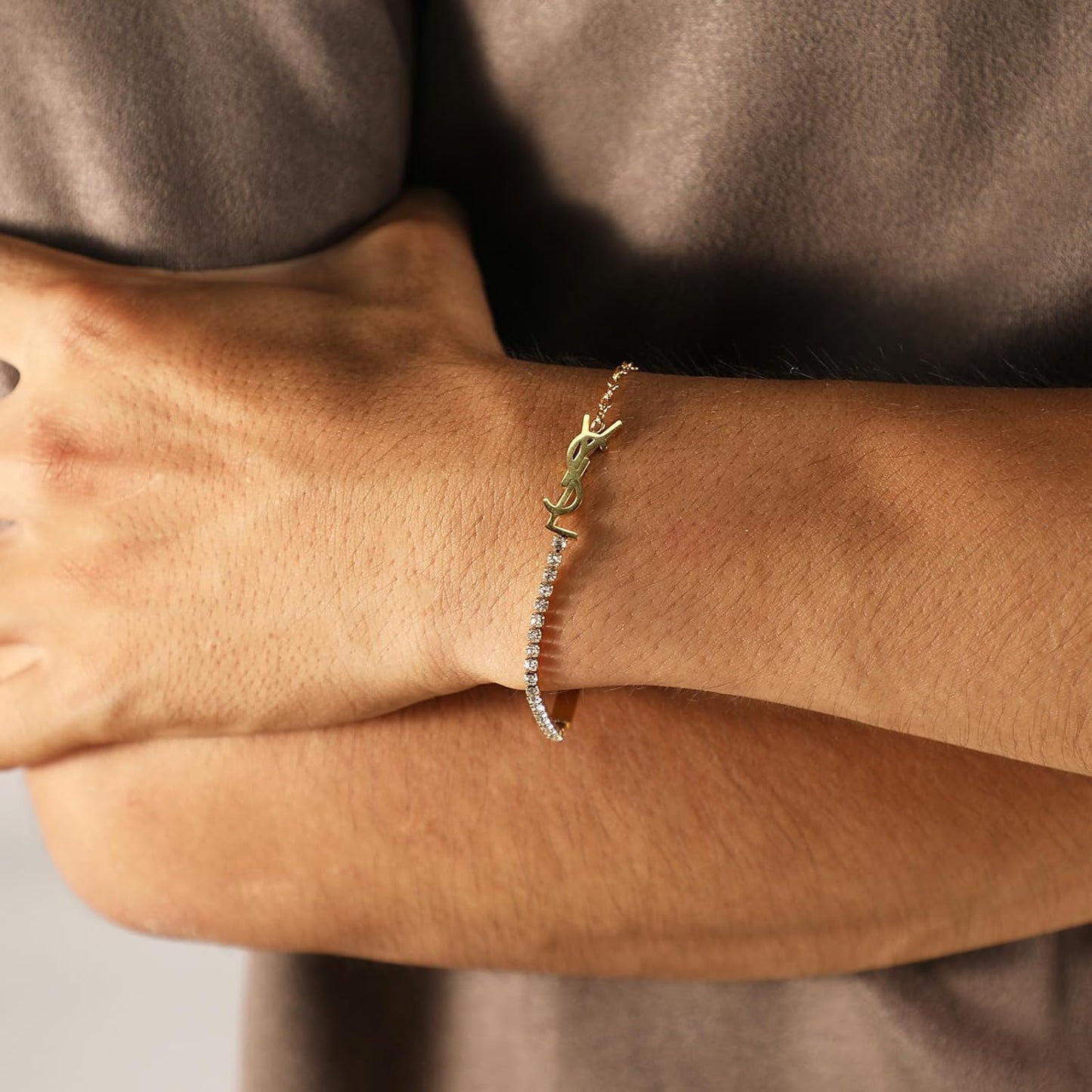 18K Gold Plated Initial Bracelet Love Bangle Open Cuff Set for Women, Stackable Adjustable Link Bracelet, Trendy Stack Jewelry Gift