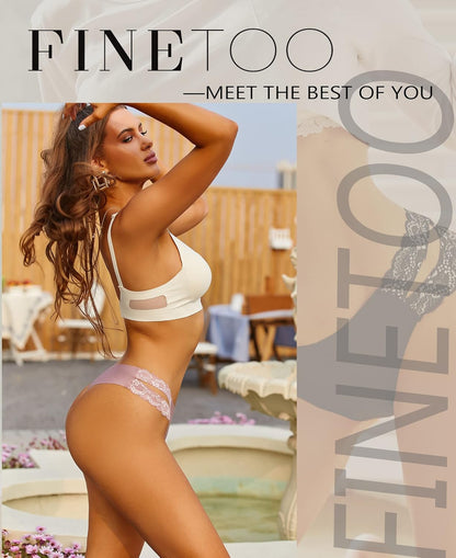 FINETOO 6-pack seamless thongs display in multiple shades