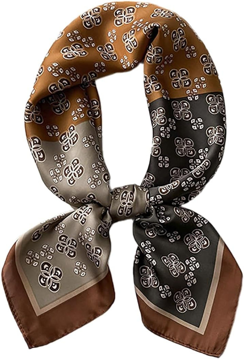 MINIDORA Satin Scarves for Women 27.5 × 27.5 Inches Medium Square Elegant Silk Feeling Head Scarf