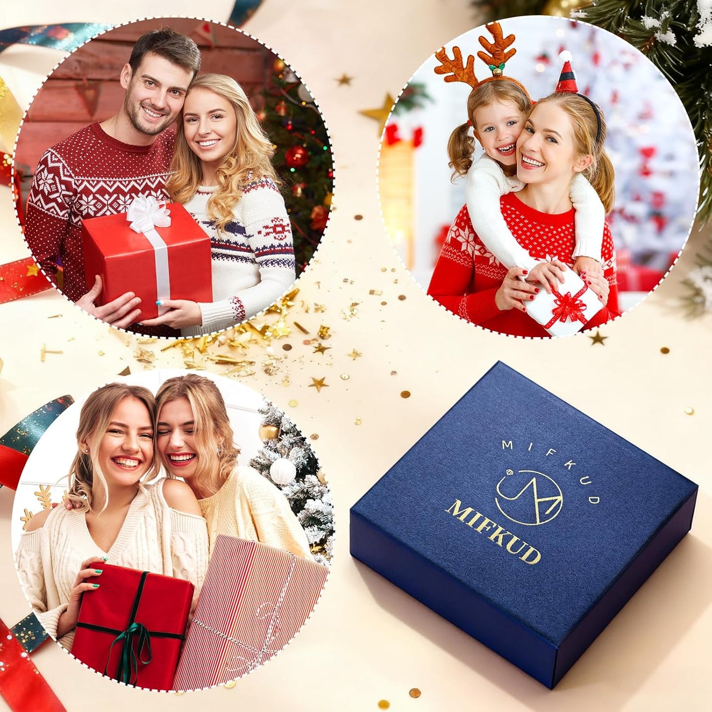 2Pcs Clover Bracelet Set for Women 18K Gold Plated Four Leaf Clover Bracelet Love Bangle Bracelet Stack Lucky Bracelets Gold Link Bracelets Trendy Jewelry Gift for Women Birthday Christmas