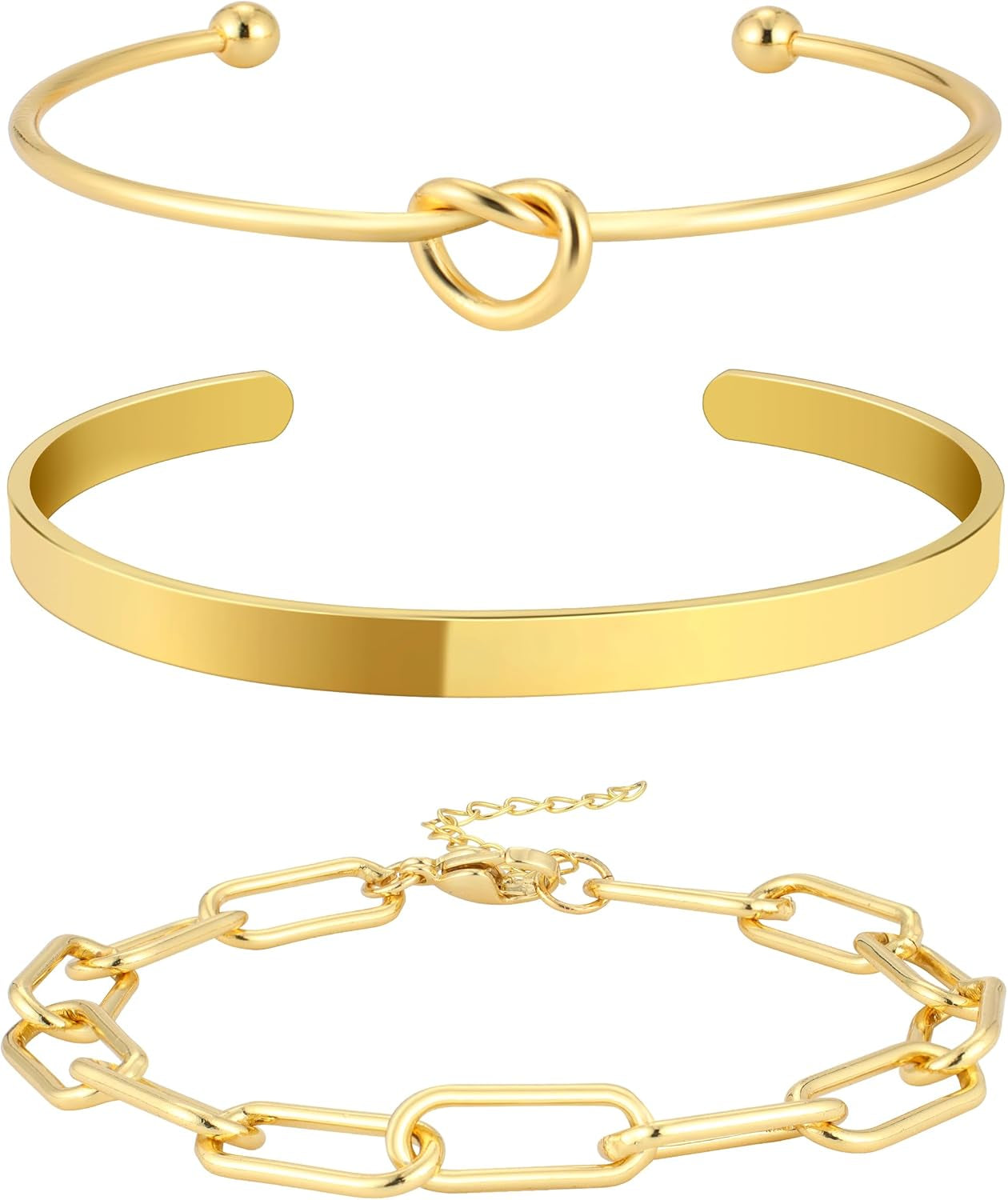 Trendy gold plated bangle bracelets in gift packaging