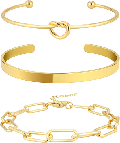 Trendy gold plated bangle bracelets in gift packaging